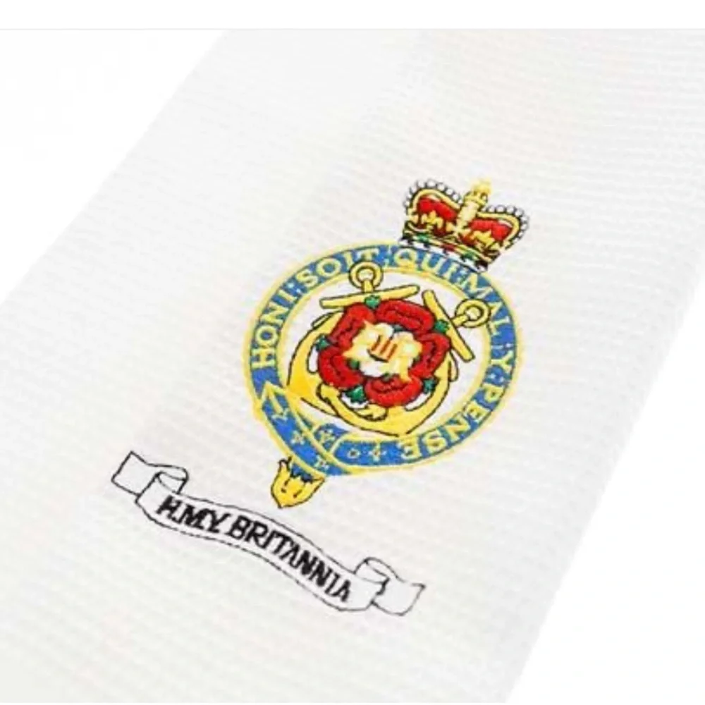 Britannia Crest Tea Towel, The Royal Yacht, Britannia, Edinburgh, Embroidered.